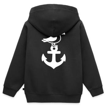 Anker Möwe Hafen - Kinder Premium Organic Zip Hoodie - Schwarz - Hinten - AI Model Kid Male (0cm)