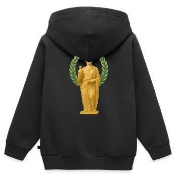 Statue couronne de laurier - Sweat Premium à capuche zippé enfant bio - noir - Dos - AI Model Kid Male (0cm)