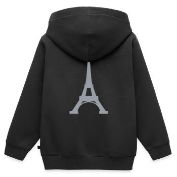 Tour Eiffel - Sweat Premium à capuche zippé enfant bio - noir - Dos - AI Model Kid Male (0cm)