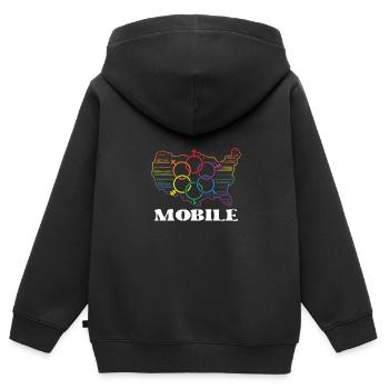Mobile Pride Month Pride Flag LGBT Community LGBTQ - Sweat Premium à capuche zippé enfant bio - noir - Dos - AI Model Kid Male (0cm)