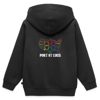 Port St. Lucie Pride Month Pride Flag LGBT Communi - Sweat Premium à capuche zippé enfant bio - noir - Dos - AI Model Kid Male (0cm)