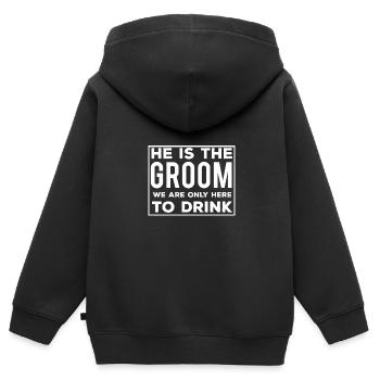 Ich bin der Bräutigam -Matching -Set Triple Funnle - Kinder Premium Organic Zip Hoodie - Schwarz - Hinten - AI Model Kid Male (0cm)