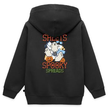 Spektralblätter Gespenstische Aufstriche Gruselige - Kinder Premium Organic Zip Hoodie - Schwarz - Hinten - AI Model Kid Male (0cm)