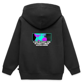 Ich mag feiern Ich meine, ich schau Anime Manga lu - Kinder Premium Organic Zip Hoodie - Schwarz - Hinten - AI Model Kid Male (0cm)