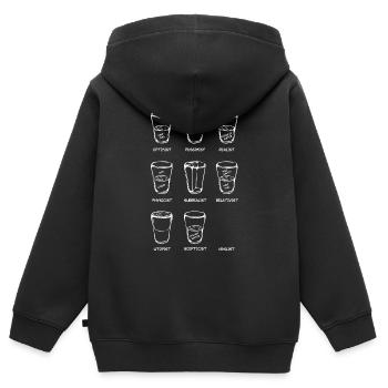Point de vue - Le verre est ... (variante blanche) - Sweat Premium à capuche zippé enfant bio - noir - Dos - AI Model Kid Male (0cm)