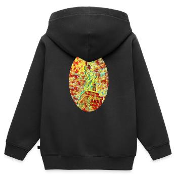 Statue de la liberté - Sweat Premium à capuche zippé enfant bio - noir - Dos - AI Model Kid Male (0cm)