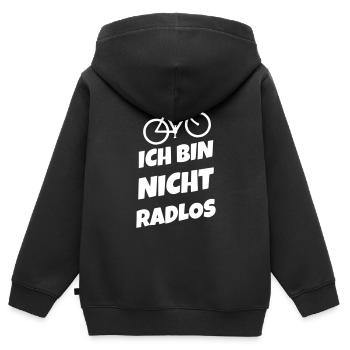 Ich bin nicht radlos - Kinder Premium Organic Zip Hoodie - Schwarz - Hinten - AI Model Kid Male (0cm)