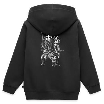 Samurai - Kinder Premium Organic Zip Hoodie - Schwarz - Hinten - AI Model Kid Male (0cm)