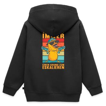 Verrücktes Küken Eskalieren Lustige Tiere - Kinder Premium Organic Zip Hoodie - Schwarz - Hinten - AI Model Kid Male (0cm)