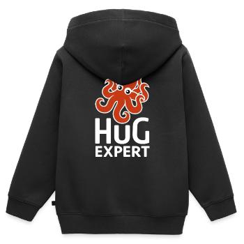 Expert en câlins - Sweat Premium à capuche zippé enfant bio - noir - Dos - AI Model Kid Male (0cm)