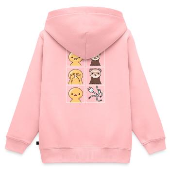 Câble de furet Eaten Design pour les fans de furets - Sweat Premium à capuche zippé enfant bio - rose - Dos - AI Model Kid Female (0cm)