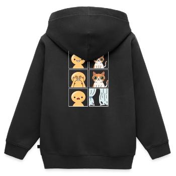 Katzen zerstörte Vorhänge Design für Katzenfans - Kinder Premium Organic Zip Hoodie - Schwarz - Hinten - AI Model Kid Male (0cm)