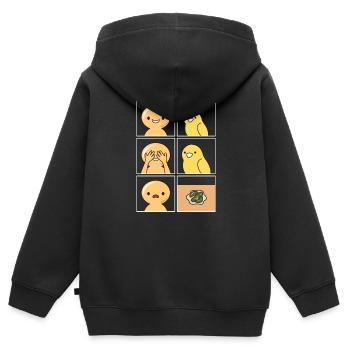 Kanarien Kot Design für Kanarienvogel Halter - Kinder Premium Organic Zip Hoodie - Schwarz - Hinten - AI Model Kid Male (0cm)