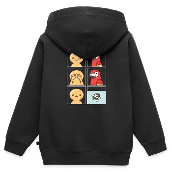 Papagei Kot Design für Papageienbesitzer - Kinder Premium Organic Zip Hoodie - Schwarz - Hinten - AI Model Kid Male (0cm)
