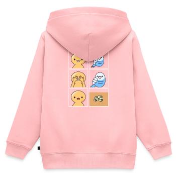 Budgie Poop Design pour les propriétaires de perruches - Sweat Premium à capuche zippé enfant bio - rose - Dos - AI Model Kid Female (0cm)