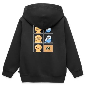 Wellensittich Kot Design für Wellensittichbesitzer - Kinder Premium Organic Zip Hoodie - Schwarz - Hinten - AI Model Kid Male (0cm)