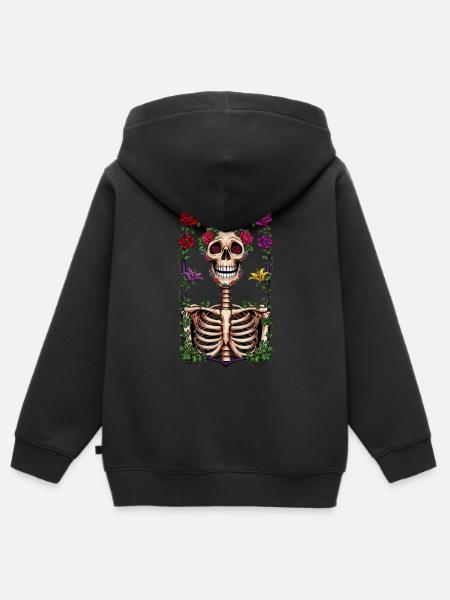 Floral skeleton 1 - Kinder Premium Organic Zip Hoodie - 