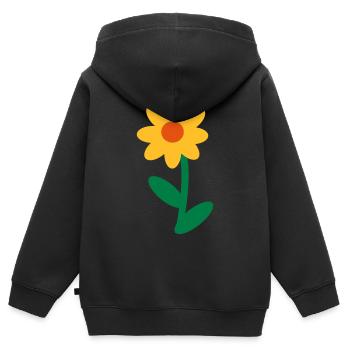 Blume - Kinder Premium Organic Zip Hoodie - Schwarz - Hinten - AI Model Kid Male (0cm)