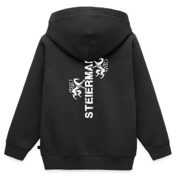 Steiermark - Kinder Premium Organic Zip Hoodie - Schwarz - Hinten - AI Model Kid Male (0cm)