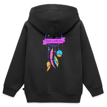 attrape-rêves - Sweat Premium à capuche zippé enfant bio - noir - Dos - AI Model Kid Male (0cm)