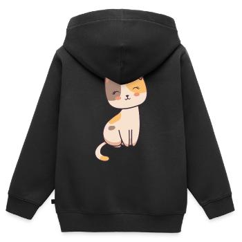Cute kitty with bow kitty cuddly cat - Kids Premium Organic Zip-up Hoodie - black - Back - AI Model Kid Male (0cm)