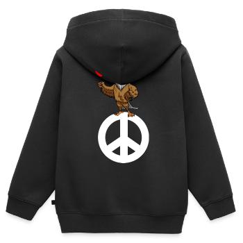 Weißkopfseeadler Peace Frieden Weltfrieden - Kinder Premium Organic Zip Hoodie - Schwarz - Hinten - AI Model Kid Male (0cm)