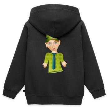 Der Seppel oder auch Seppl als Puppen Figur - Kinder Premium Organic Zip Hoodie - Schwarz - Hinten - AI Model Kid Male (0cm)