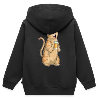 Katze Saft - Kinder Premium Organic Zip Hoodie - Schwarz - Hinten - AI Model Kid Male (0cm)