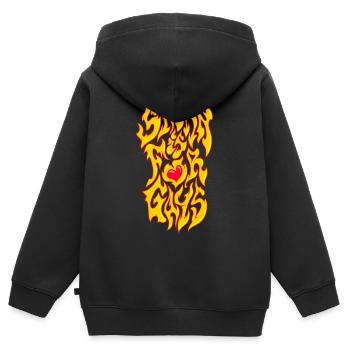 Satan est pour les gays - Sweat Premium à capuche zippé enfant bio - noir - Dos - AI Model Kid Male (0cm)