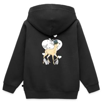 Herz Reh Rotwild Wild Waldtiere Hirsch Rehe - Kinder Premium Organic Zip Hoodie - Schwarz - Hinten - AI Model Kid Male (0cm)