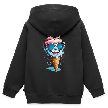 Eiscreme - Kinder Premium Organic Zip Hoodie - Schwarz - Hinten - AI Model Kid Male (0cm)