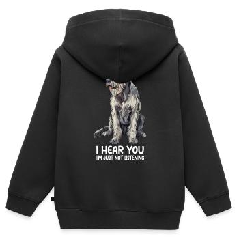 Irish Wolfhound - Kinder Premium Organic Zip Hoodie - Schwarz - Hinten - AI Model Kid Male (0cm)
