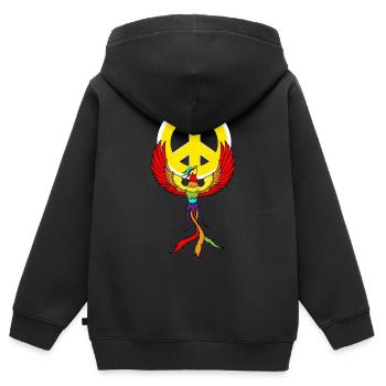 Phönix Peace Peacesymbol Frieden Phönixe Friede - Kinder Premium Organic Zip Hoodie - Schwarz - Hinten - AI Model Kid Male (0cm)