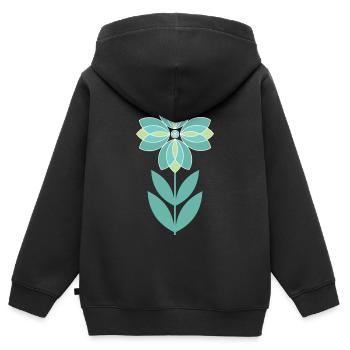 Fleur verte du milieu du siècle - Sweat Premium à capuche zippé enfant bio - noir - Dos - AI Model Kid Male (0cm)