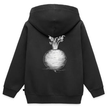 Vintage Rübe liebt Rübe Geschenk - Kinder Premium Organic Zip Hoodie - Schwarz - Hinten - AI Model Kid Male (0cm)