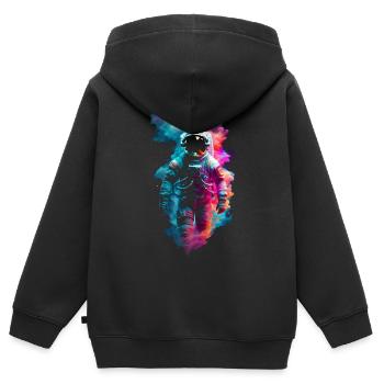 Astronaut zwischen den Farben des Kosmos ✨ - Kinder Premium Organic Zip Hoodie - Schwarz - Hinten - AI Model Kid Male (0cm)