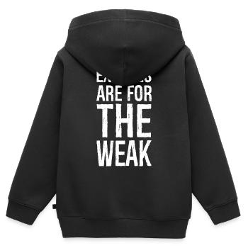 Les excuses sont pour les faibles - Sweat Premium à capuche zippé enfant bio - noir - Dos - AI Model Kid Male (0cm)