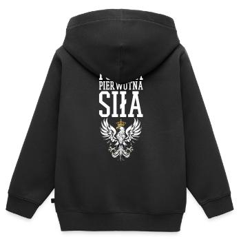 Force élémentaire polonaise Polska Pologne Aigle cadeau - Sweat Premium à capuche zippé enfant bio - noir - Dos - AI Model Kid Male (0cm)