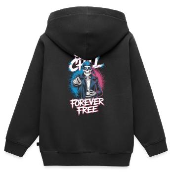 Restez détendu, soyez libre - Sweat Premium à capuche zippé enfant bio - noir - Dos - AI Model Kid Male (0cm)