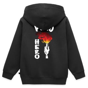 Pyro Hero Pyrotechnics Ultras Fanblock Fankurve - Sweat Premium à capuche zippé enfant bio - noir - Dos - AI Model Kid Male (0cm)