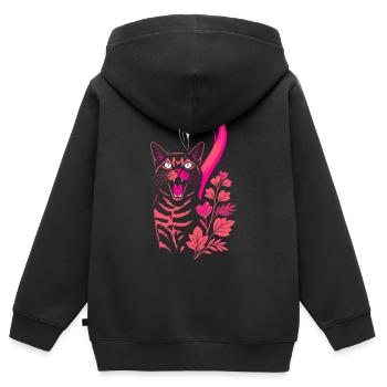 Tropische Katze & Flamingo - Sommer 2025 - Kinder Premium Organic Zip Hoodie - Schwarz - Hinten - AI Model Kid Male (0cm)