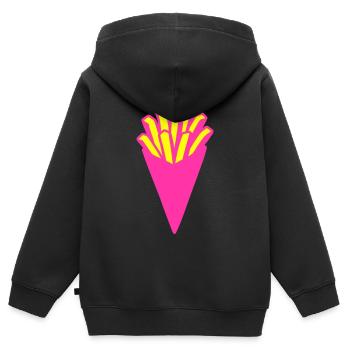 Frites Pop Art - Sweat Premium à capuche zippé enfant bio - noir - Dos - AI Model Kid Male (0cm)