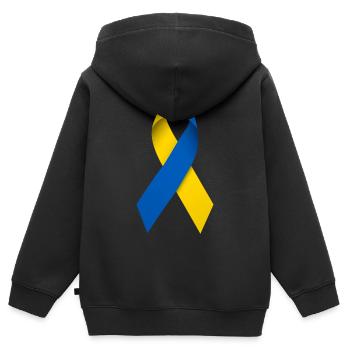 Ukrainische Friedensschleife - Kinder Premium Organic Zip Hoodie - Schwarz - Hinten - AI Model Kid Male (0cm)