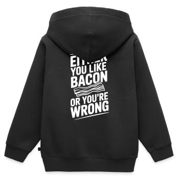 Soit vous aimez le bacon, soit vous avez tort - Sweat Premium à capuche zippé enfant bio - noir - Dos - AI Model Kid Male (0cm)
