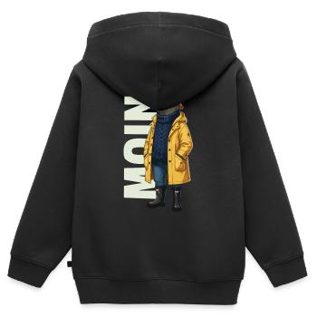 Seal Moin – Conception d’imperméable - Sweat Premium à capuche zippé enfant bio - noir - Dos - AI Model Kid Male (0cm)