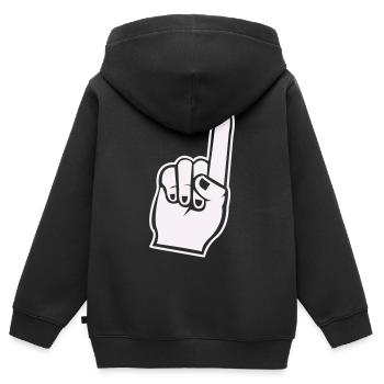 Icône de main en éventail avec l’index de l’index - Sweat Premium à capuche zippé enfant bio - noir - Dos - AI Model Kid Male (0cm)