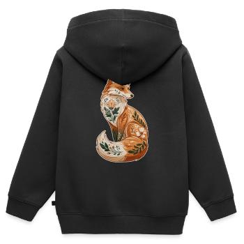 Renard décoratif - Sweat Premium à capuche zippé enfant bio - noir - Dos - AI Model Kid Male (0cm)