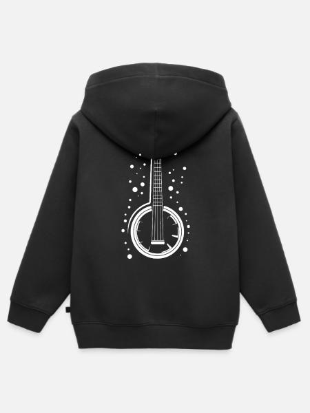 Banjo Zeichnung - Kinder Premium Organic Zip Hoodie - Schwarz