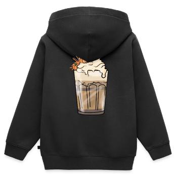 Kürbis Latte Macchiato - Latte à la citrouille et aux épices - Sweat Premium à capuche zippé enfant bio - noir - Dos - AI Model Kid Male (0cm)