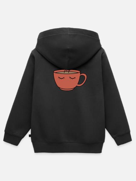 COFFE, PLEASE - Hoodie Premium med dragkedja barn ekologisk - svart